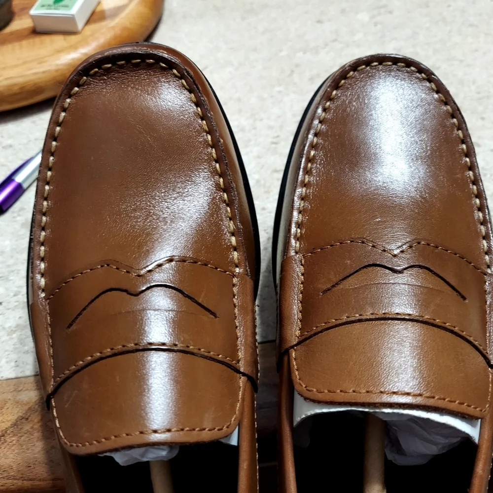Men's Rockport Sutton Dress Slip On Penny Loafers Tan Size 6.5